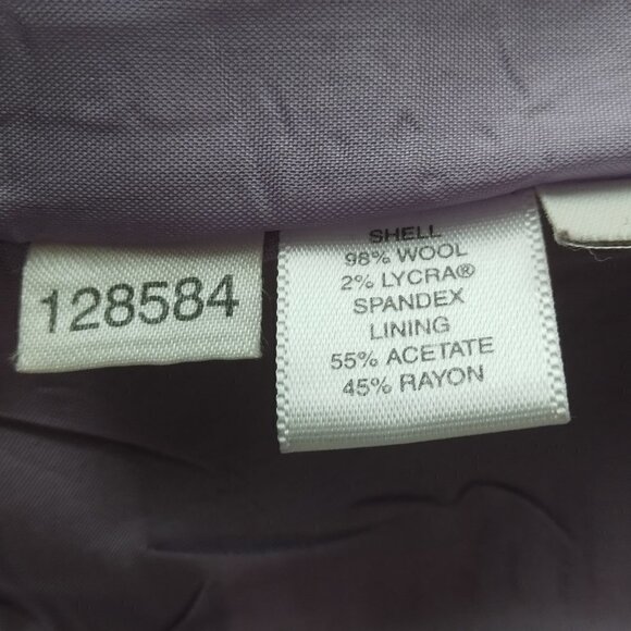 Ann Taylor | Wool Pin Stripe Blazer Jacket Gray Lavender | Size 4P - Picture 13 of 13